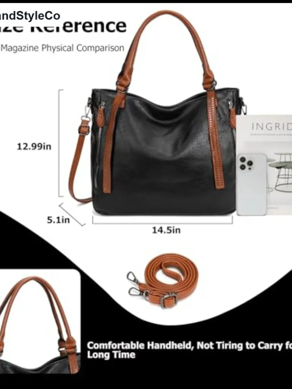 Vintage Slouchy Tote Bag Vegan Leather Hobo Shoulder Bag with Adjustable Strap